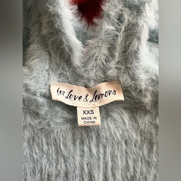 For Love & Lemons Light Blue Fuzzy Bralette | XXS | Fuzzy Top V Back NWOT - Picture 6 of 8